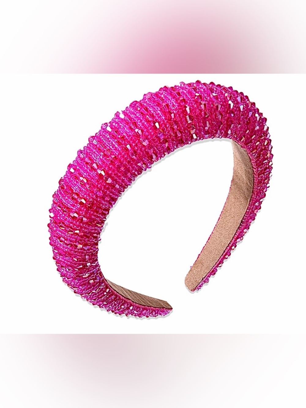 NVENF Hot Pink Headband Crystal Rhinestone Padded Headbands for Women